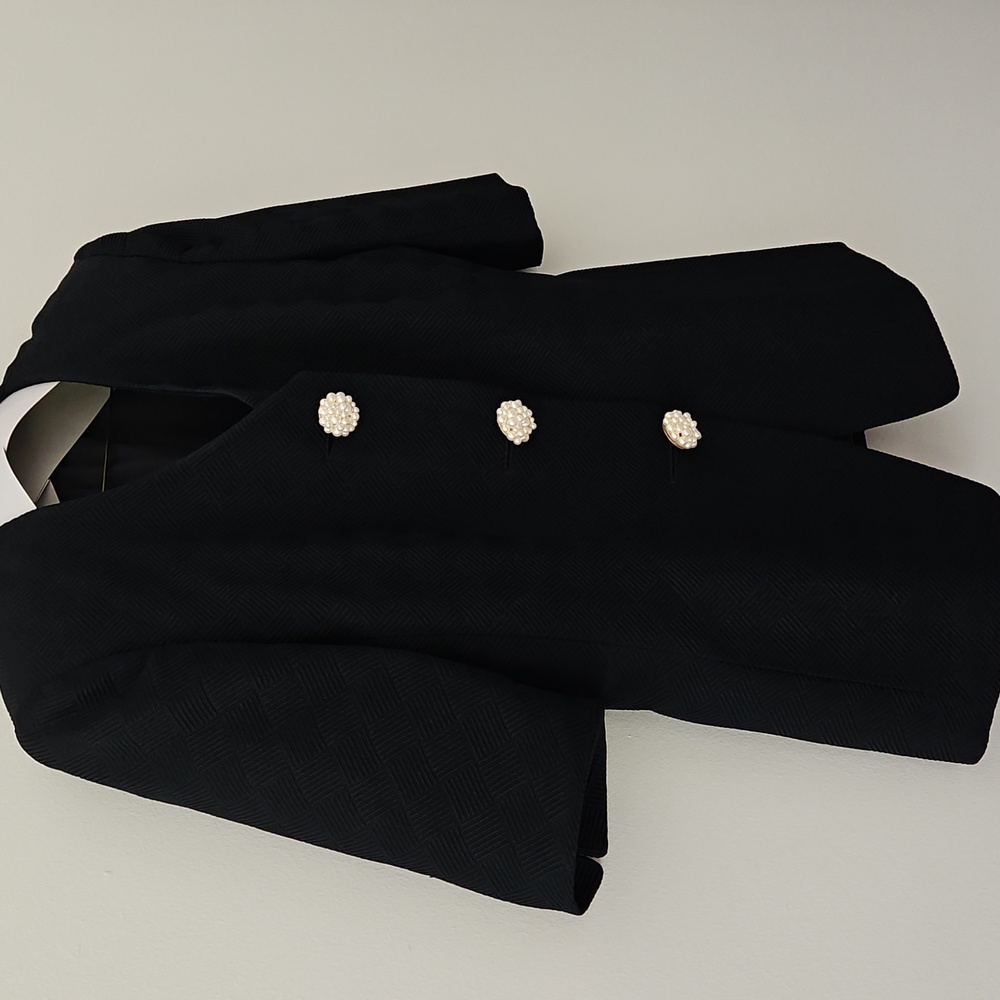 Akris Silk Wool-blend Short‎ Sleeve Blazer Jacket Pearls Twee Luxury Size 10 - Picture 3 of 14